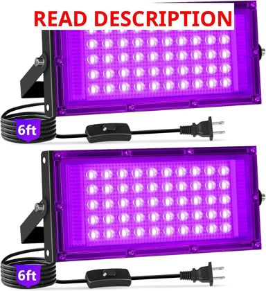 50W LED Black Lights IP66 Waterproof 2-Pack
