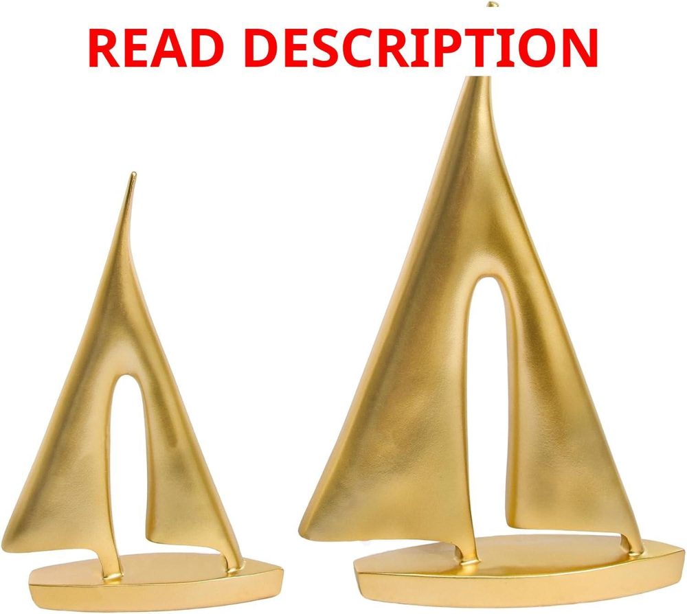 Gold Sailboat Decor Ornament 2-Pack