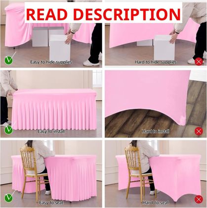 Spandex Tablecloth Pink & Striped Design