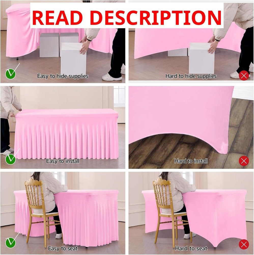 Spandex Tablecloth Pink & Striped Design