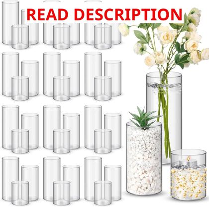 Nuogo 36 Pcs Plastic Cylinder Vases 4/6/8