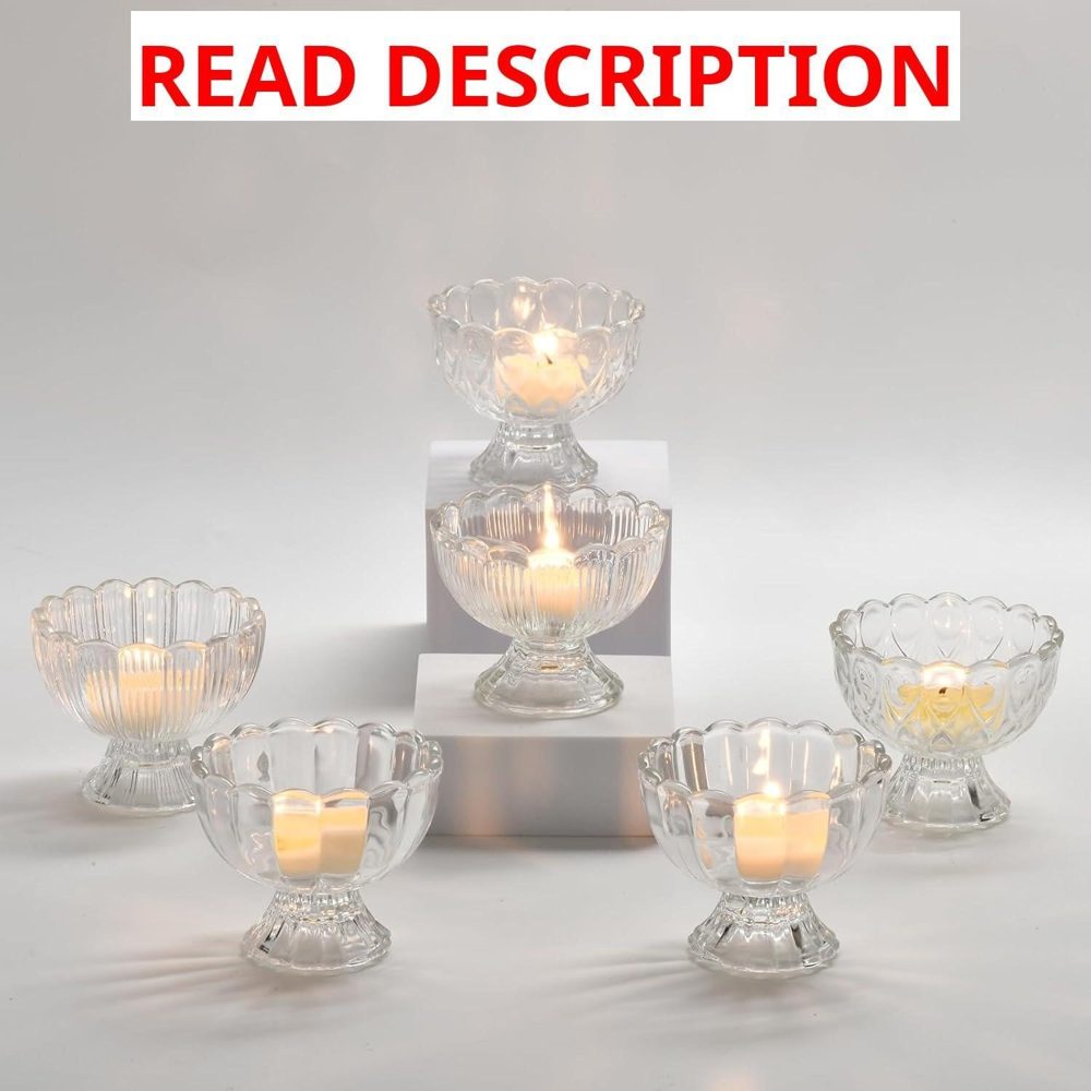 Tealight Candle Holder Set of 6 Clear Glass