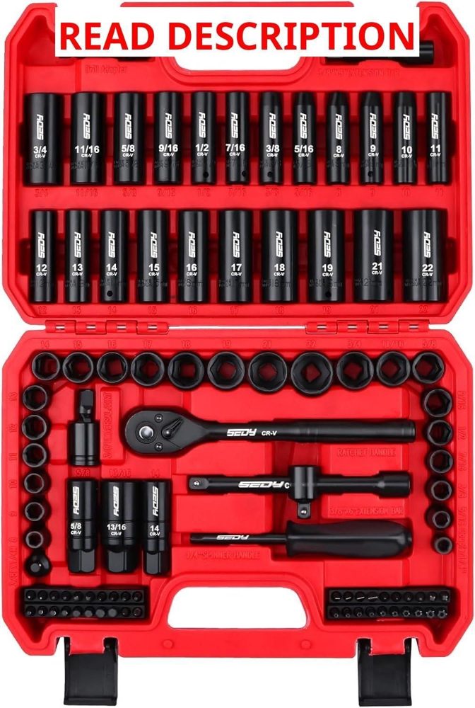 96-Pc 3/8" Drive Impact Socket Set Cr-V