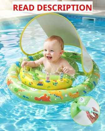 Rantion Baby Pool Float with Canopy 6-36M