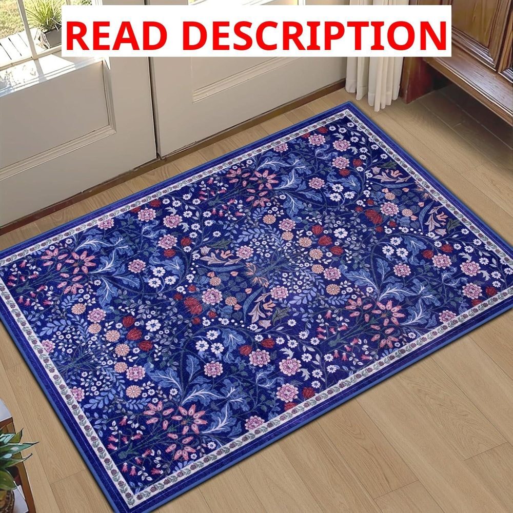 PLHXFR 2x3 Small Entryway Rug: Floral Blue