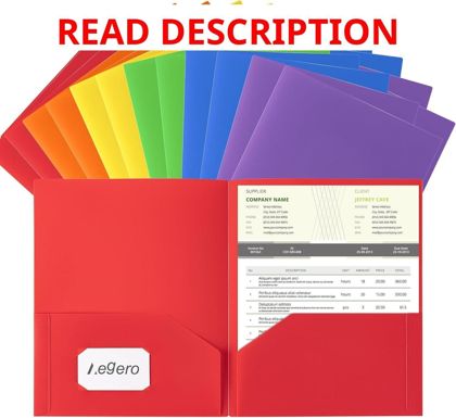 Aegero Plastic Folders with Pockets (24 Pack)