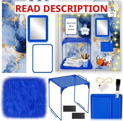Blue Gold Marble Locker Organizer Kit Set