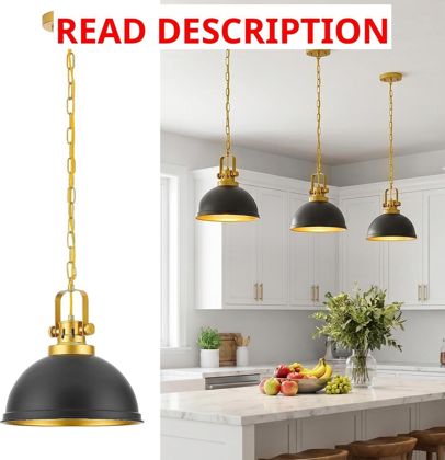 Black & Gold Pendant Lights Dome Shade