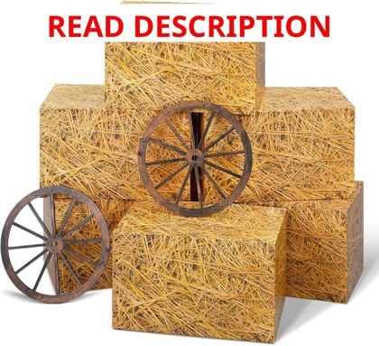 Outus 8 Pcs Hay Bales Boxes Decor Wagon Wheels