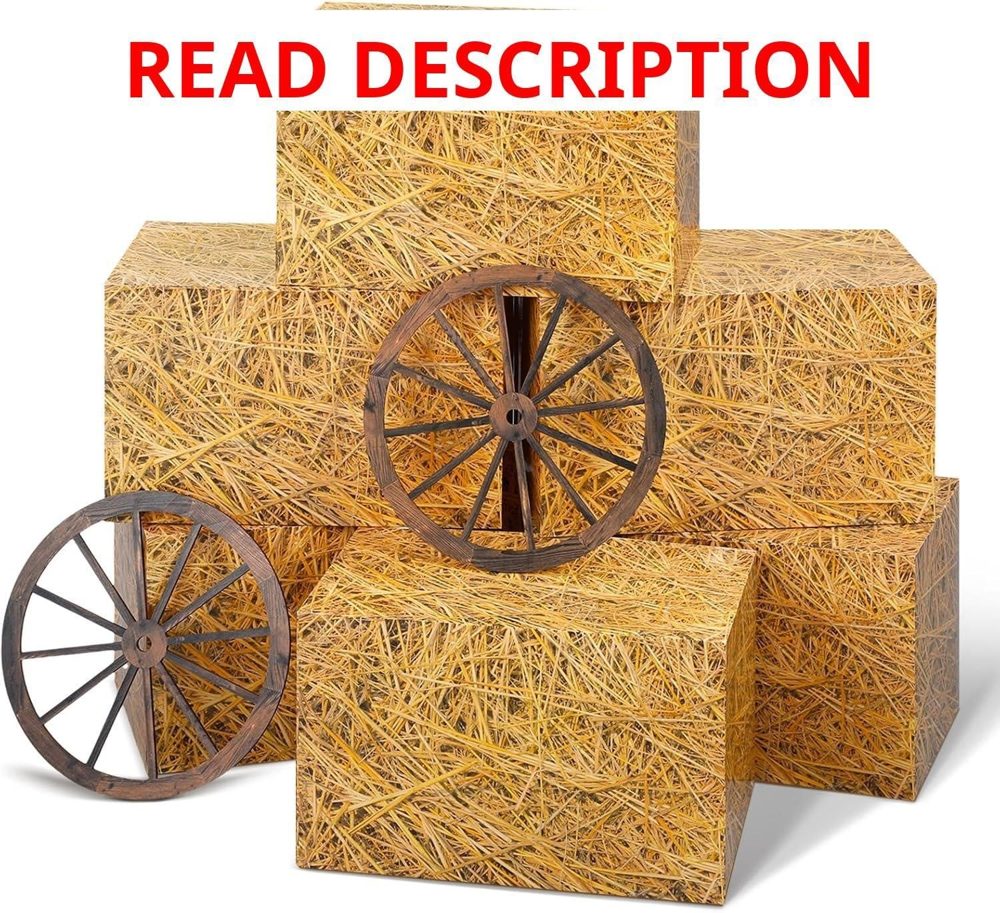 Outus 8 Pcs Hay Bales Boxes Decor Wagon Wheels