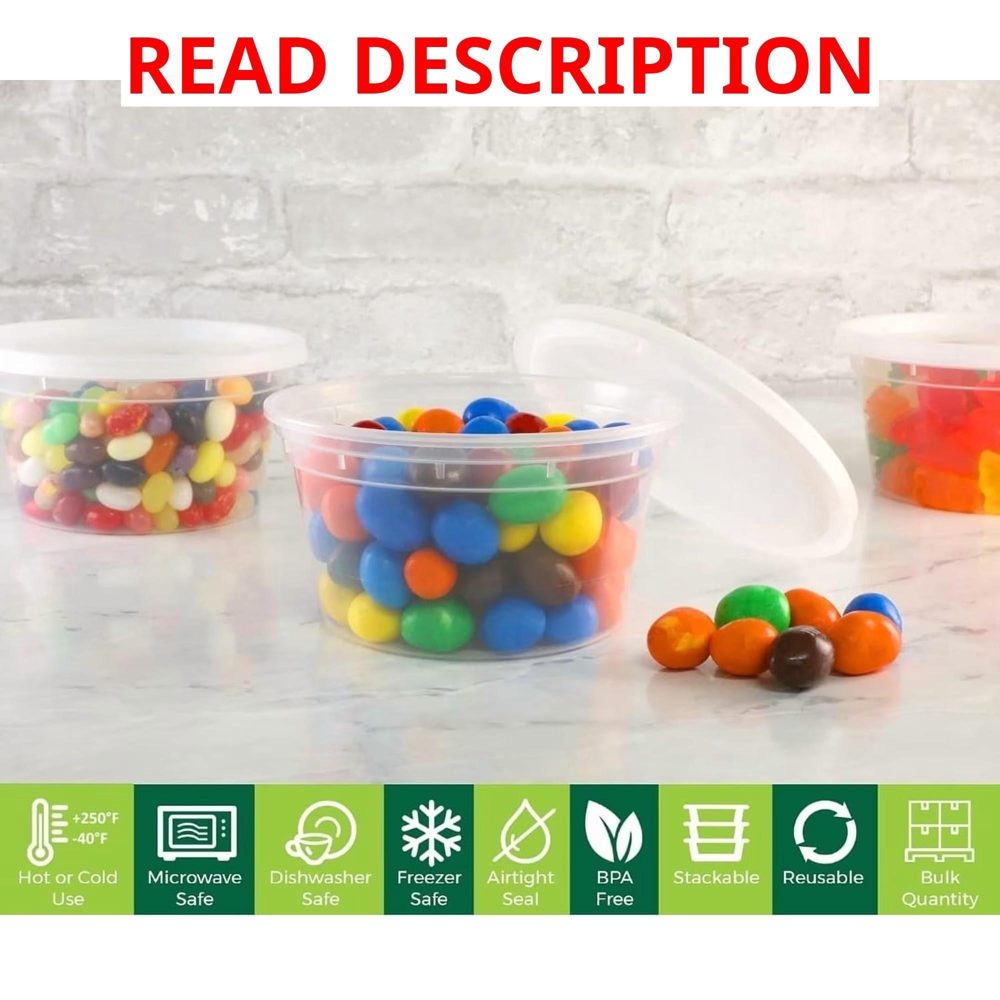 12oz Deli Containers with Lids (40 Set)