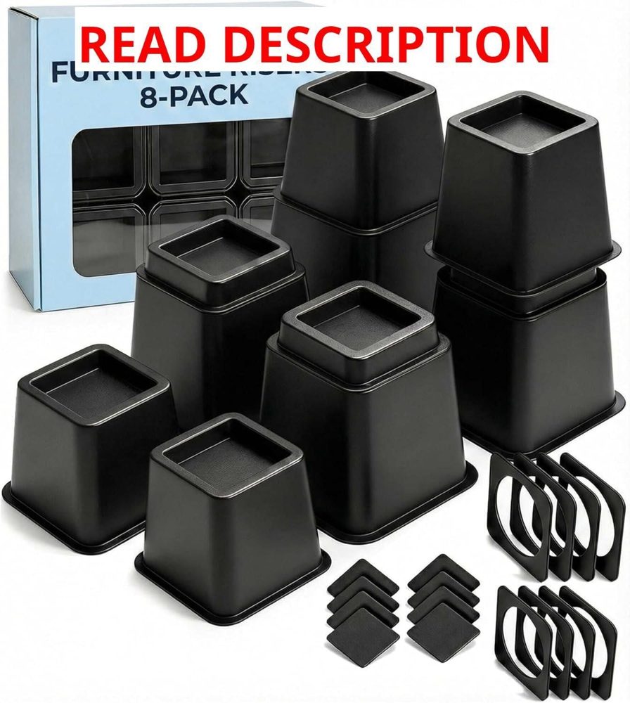 Bed Risers - Adjustable Furniture Risers (3")