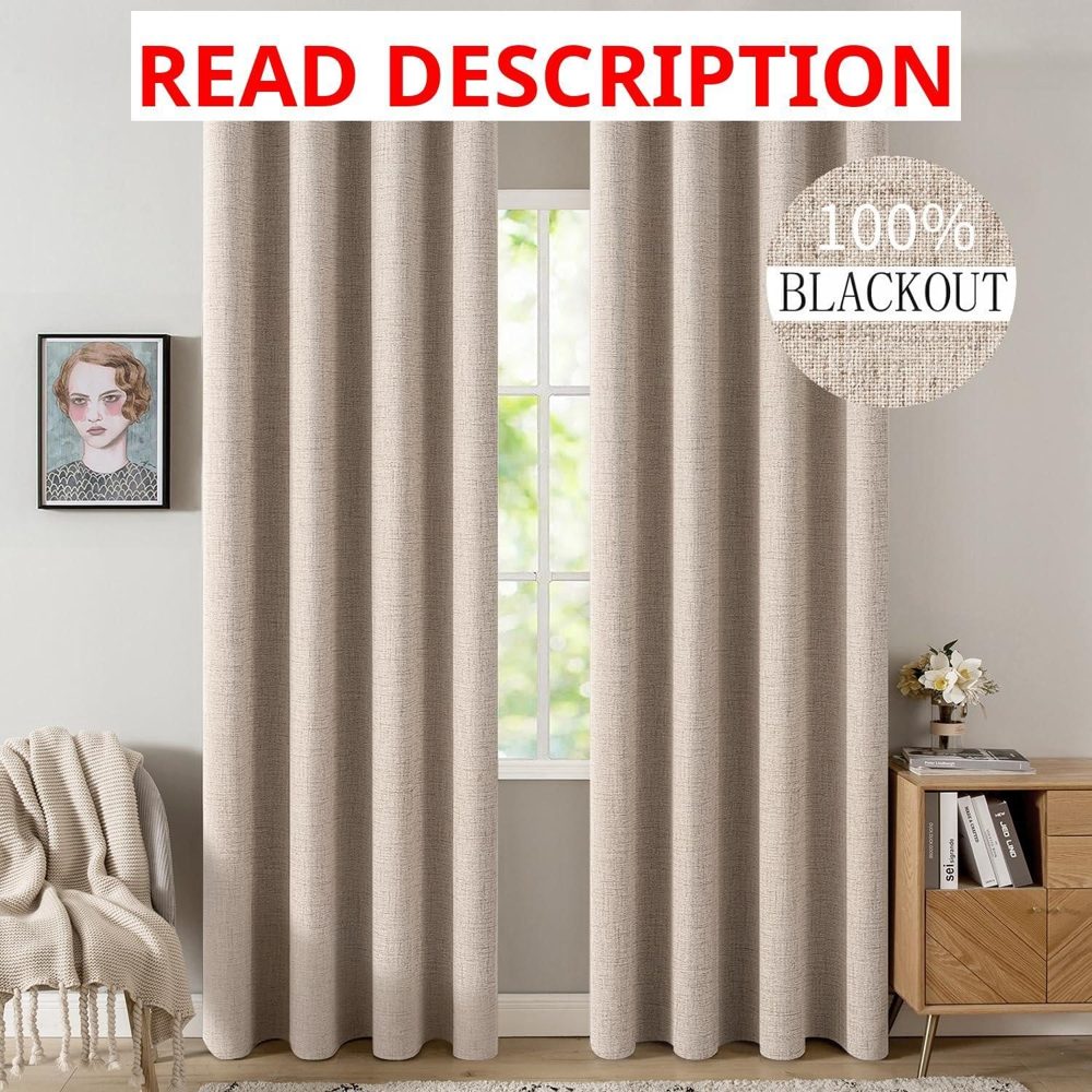 MIULEE 100% Blackout Linen Curtains 52x84"}