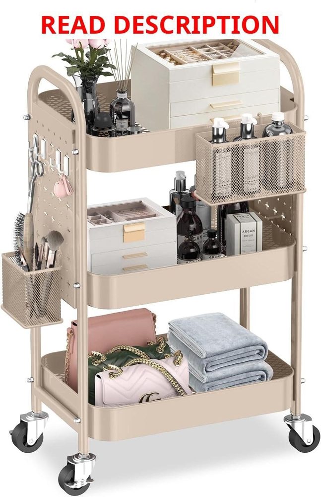 ALVOROG 3-Tier Metal Rolling Cart