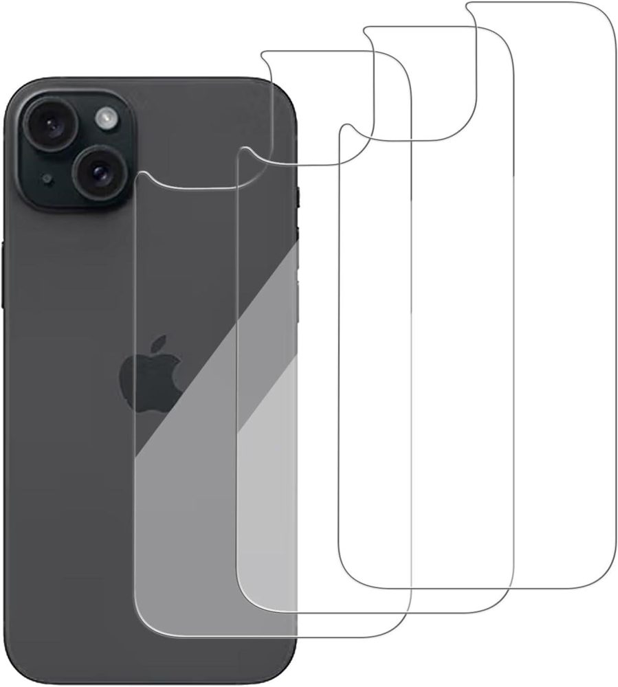 3 Pack Glass Back Protector for iPhone 15/14+