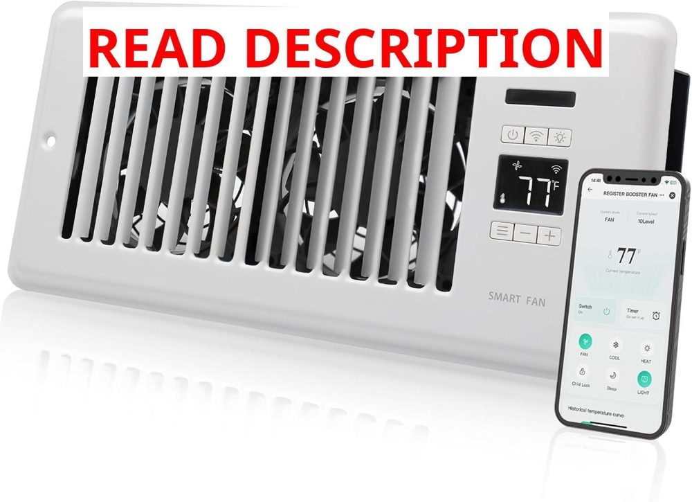 Howeall Quiet Register Booster Fan 4"x10"