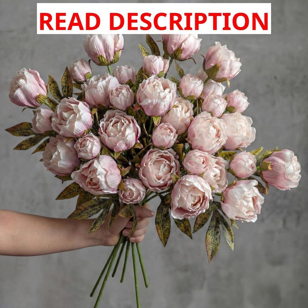 Thiccywoov Faux Silk Peony Flowers 12 Pcs