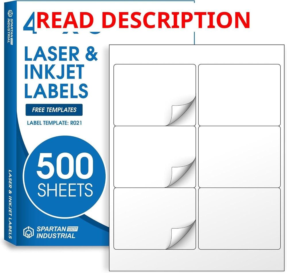 4" x 3" Matte White Labels (500 Sheets)