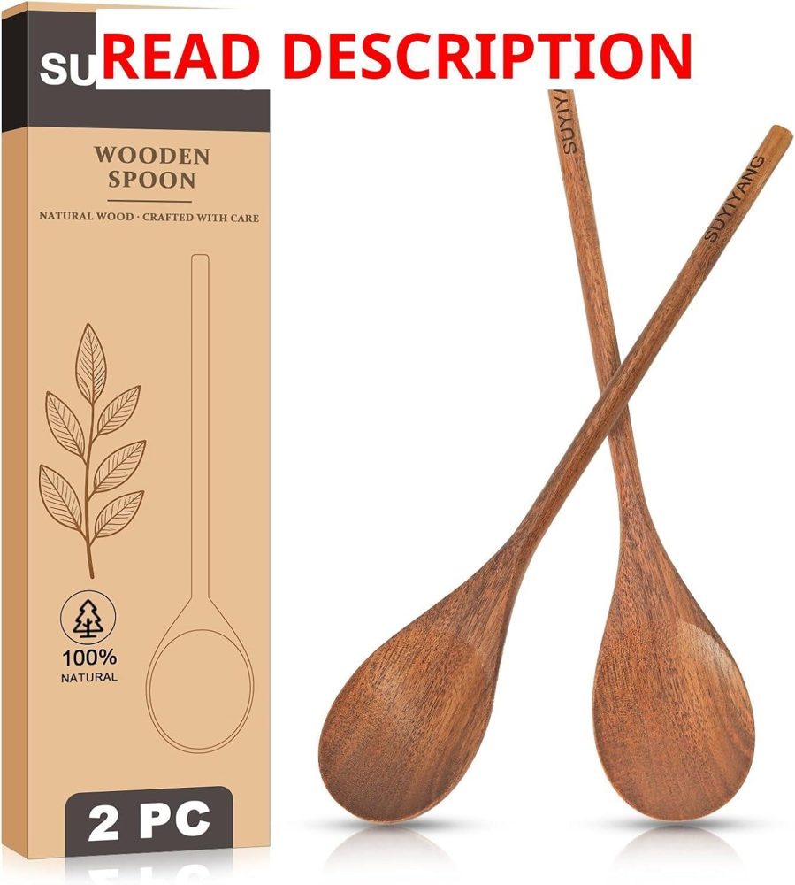2-P Set of Acacia Wood Spoons Wooden Utensils