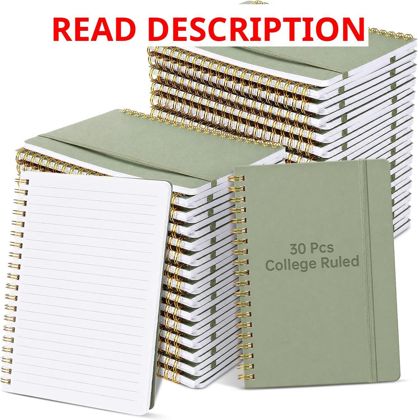 Watersay 30 Pcs 5x7 Spiral Notebooks Green