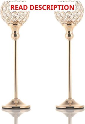 Crystal Votive Candle Holders Gold 15" Tall
