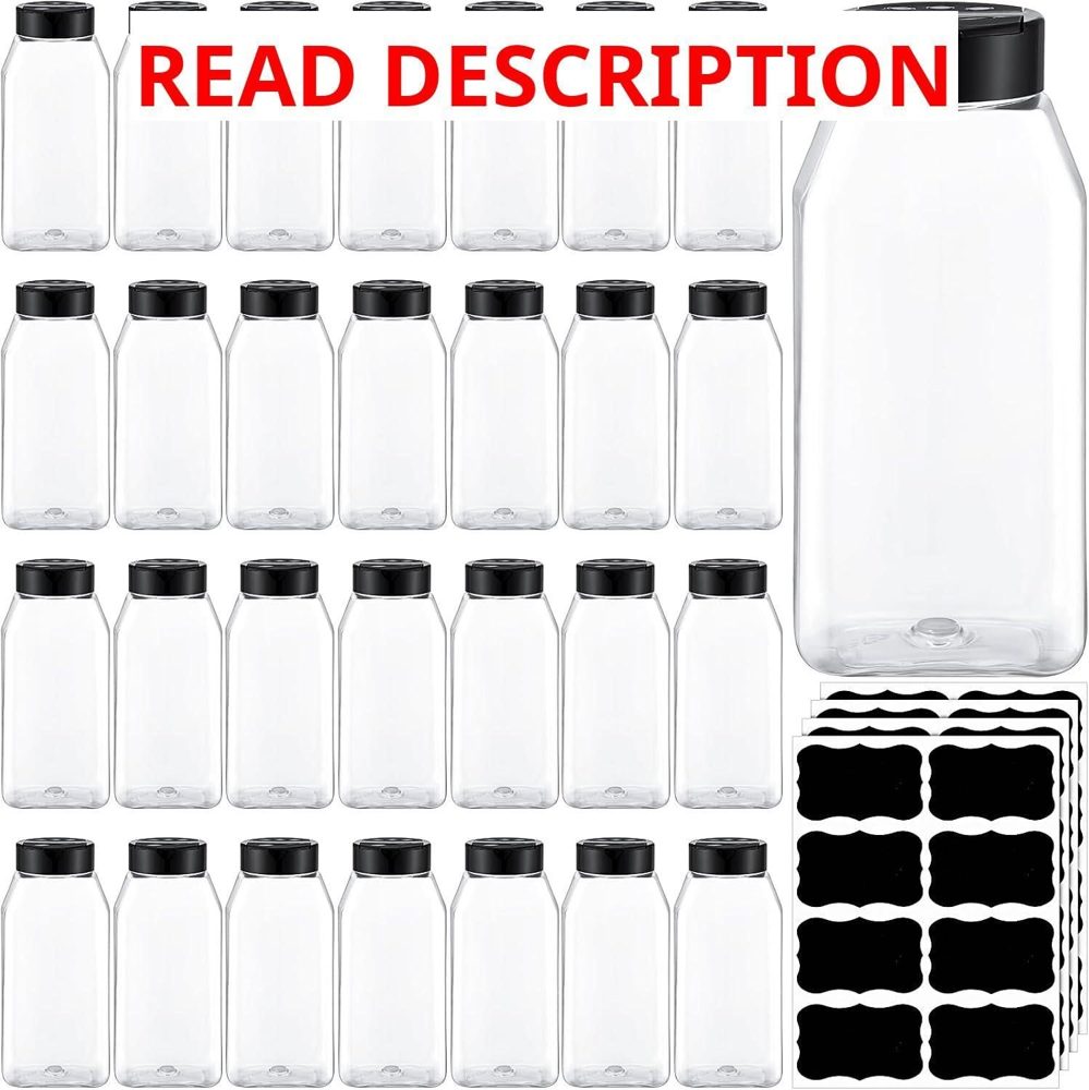 Mifoci 28 Pack 16 oz Black Spice Jars with Cap