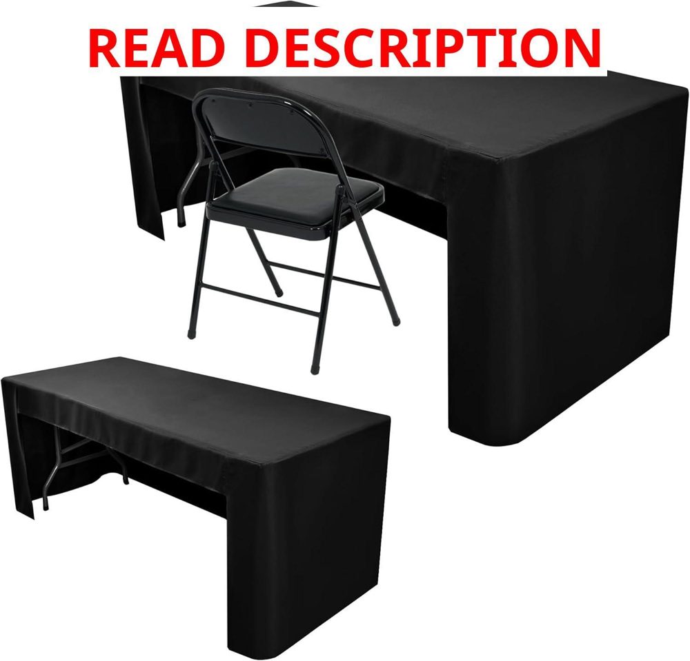 Black Tablecloths 6 ft Table (Open Back) 2pc