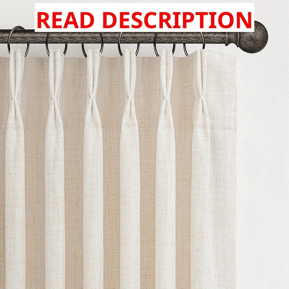 Pinch Pleated Linen Curtains 96" Long Cream
