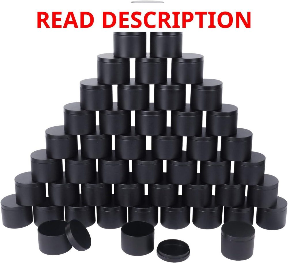 Black Metal Candle Tins with Lids 4 oz 48 pk