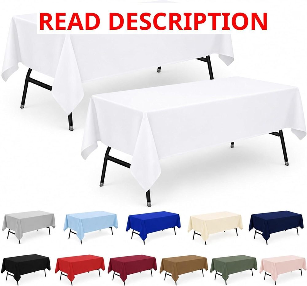 2-Pack 60x102 in White Table Cloths Polyester