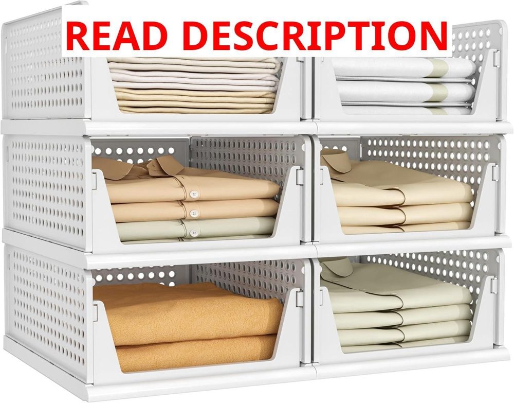 Pinkpum 6-Pack Closet Organizer Bins Stackable
