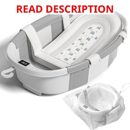 Collapsible Baby Bathtub w/Cushion (Grey)