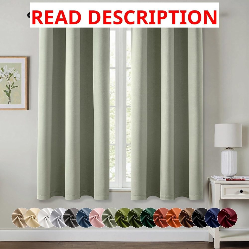 MIULEE Blackout Curtains 2 Panels 40x63 Sage