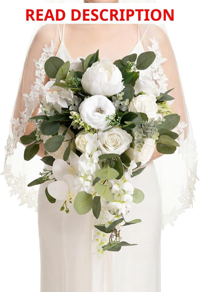Ling's Moment Bridal Bouquet Cascading Ivory