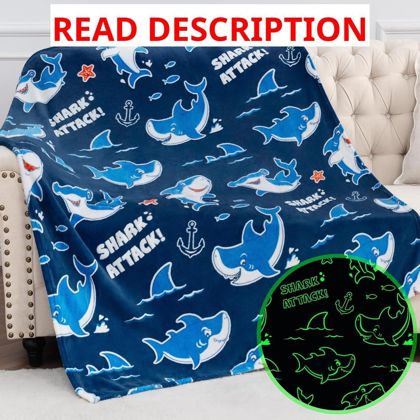 Jekeno Shark Glow Blanket 50x60 Gifts