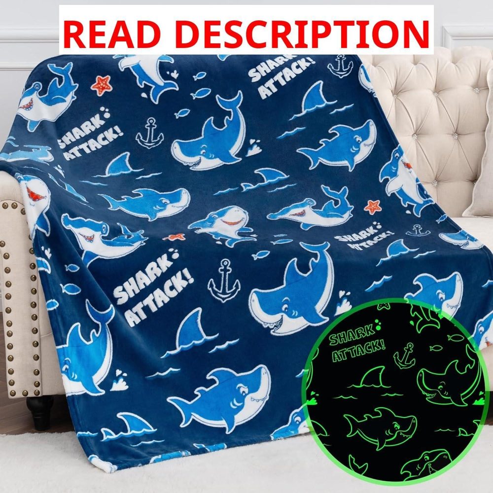 Jekeno Shark Glow Blanket 50x60 Gifts