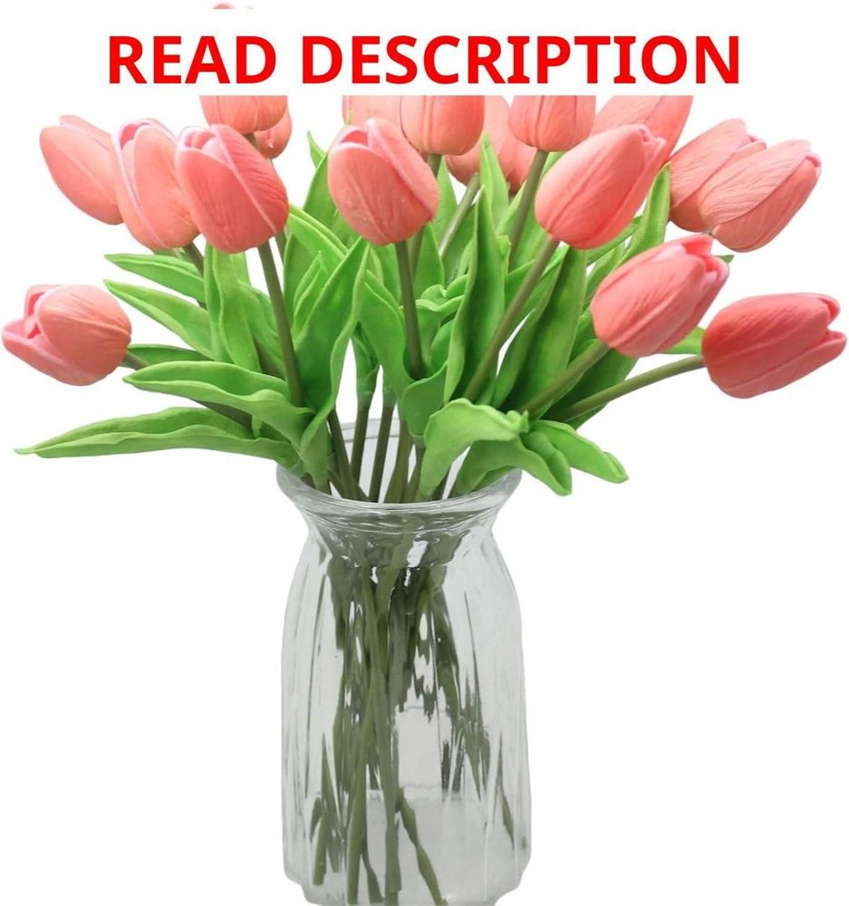 10-Head Tulip Bouquet Coral 13.38in