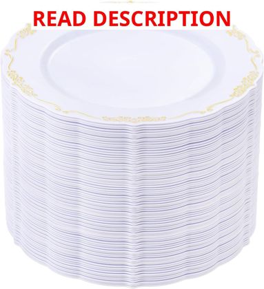 DaYammi 60Pcs White & Gold Dessert Plates 7.5"