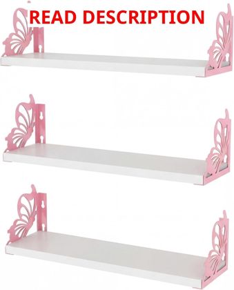 Hoikwo 3 Pack White Pink Butterfly Shelves