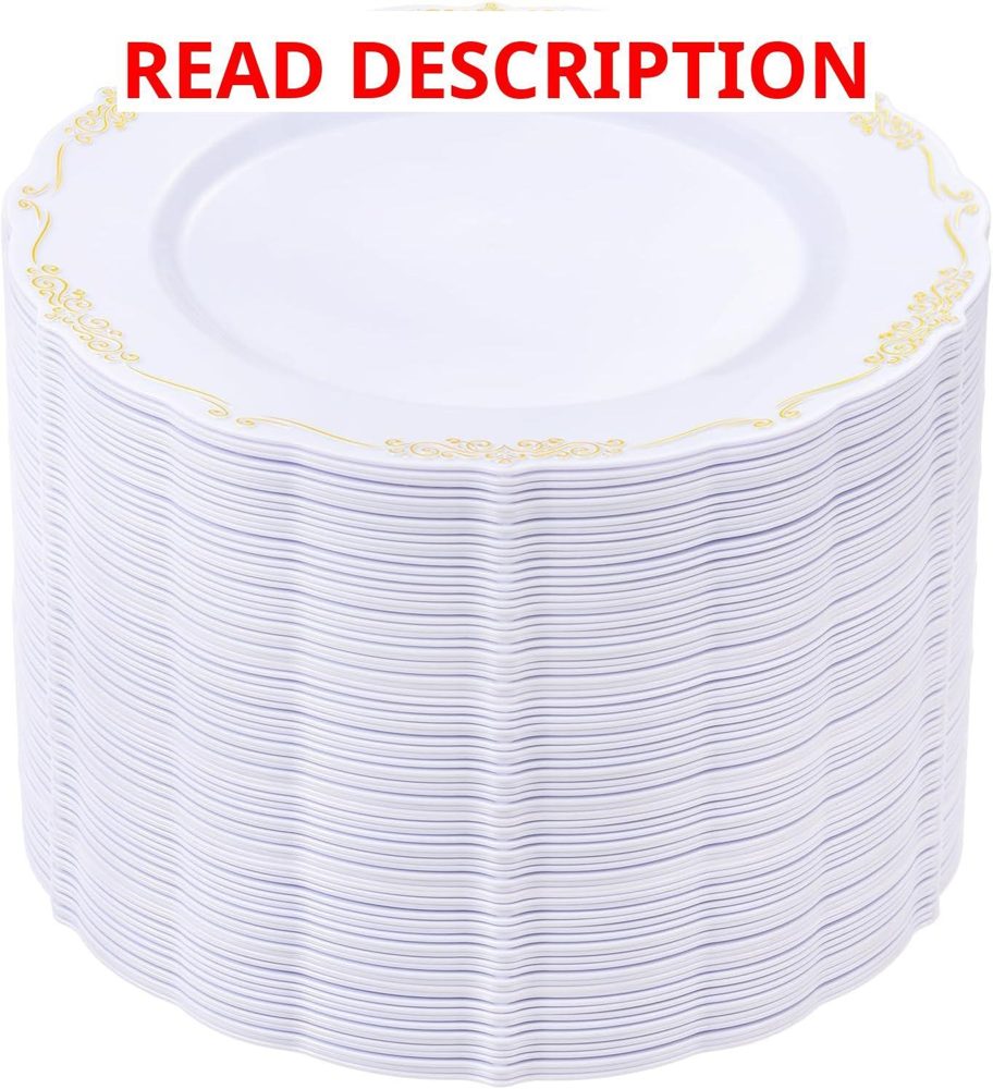 DaYammi 60Pcs White & Gold Dessert Plates 7.5"