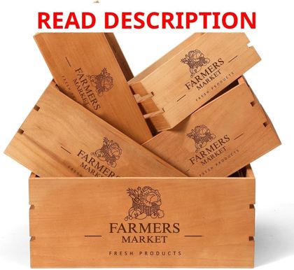 Barydat 5 Pack Wooden Crates for Display