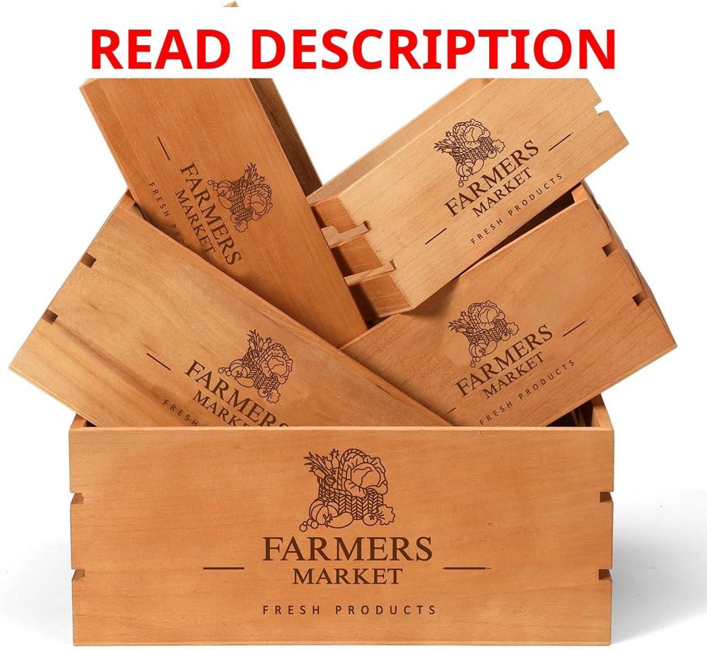 Barydat 5 Pack Wooden Crates for Display