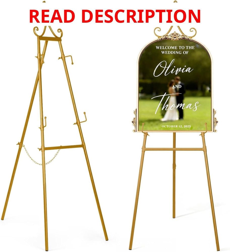53.9" Gold Easel Stand for Sign Display Easel