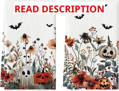 Artoid Mode Ghost Bats Floral Kitchen Towels 2