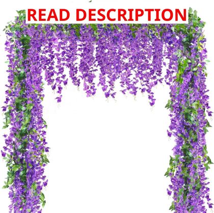 Sggvecsy 6Pcs Wisteria Garland 35.4ft Purple