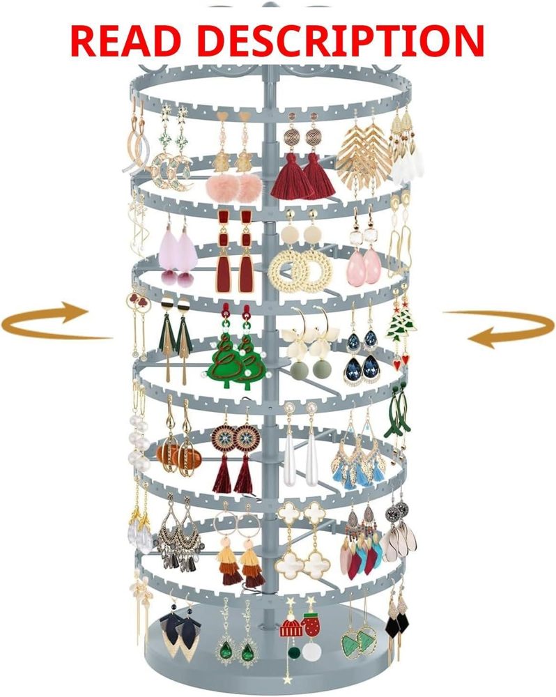 MODOWEY Rotating Earring Holder 6-Tier Grey