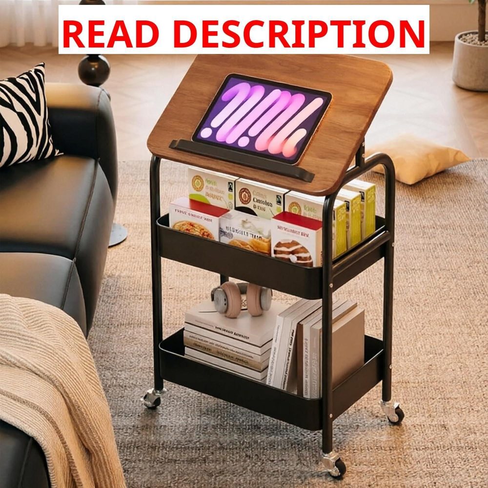 LIYAOLI Rolling Desk with Wheels (Black)
