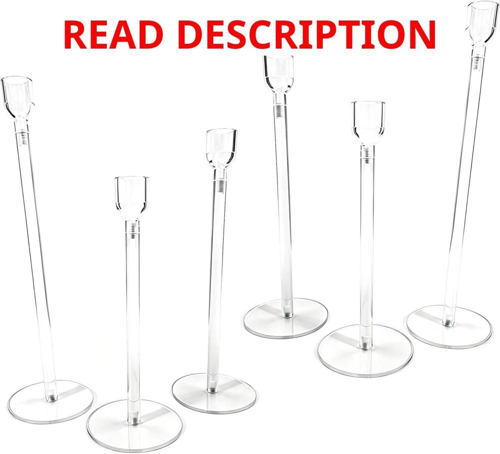 3pcs Acrylic Taper Candle Holders Clear Set