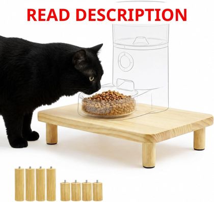 Adjustable Cat Feeder Stand in Pine Wood
