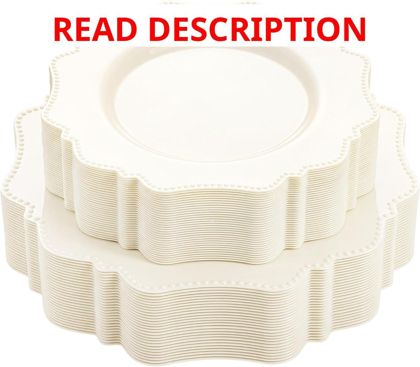 Colosus 100Pcs Ivory Plastic Plates